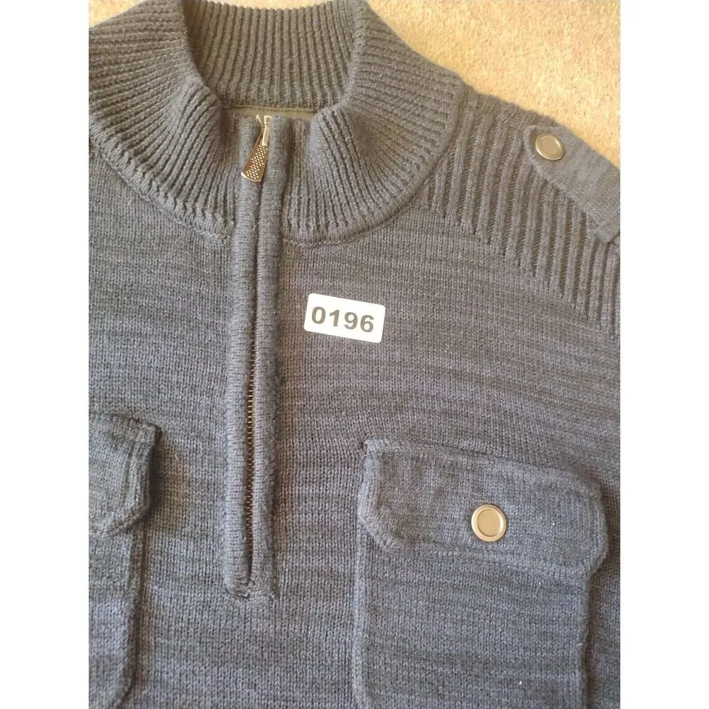 Apt.‎ 9 Sweater Men XL Charcoal Knit 1/4 Zip Cotton Blend Pockets Mock Neck EUC